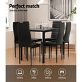 Artiss Dining Set 7 Piece 6 Chair Table Black