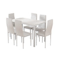 Artiss Dining Set 6 Chairs Table White 7 Piece Wooden Seat