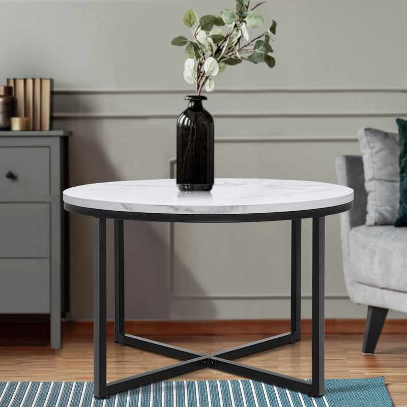 Artiss Round Marble Effect Coffee Table 70cm