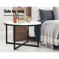 Artiss Round Marble Effect Coffee Table 70cm