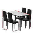 Artiss Dining Table and 4 Chairs Set Marble Effect
