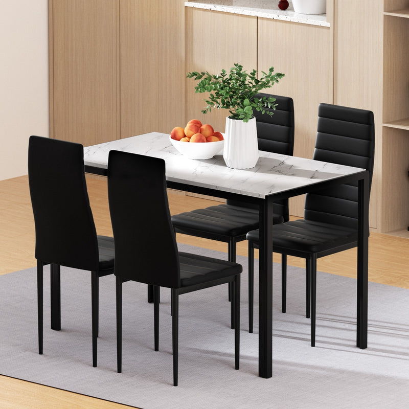 Artiss Dining Table and 4 Chairs Set Marble Effect