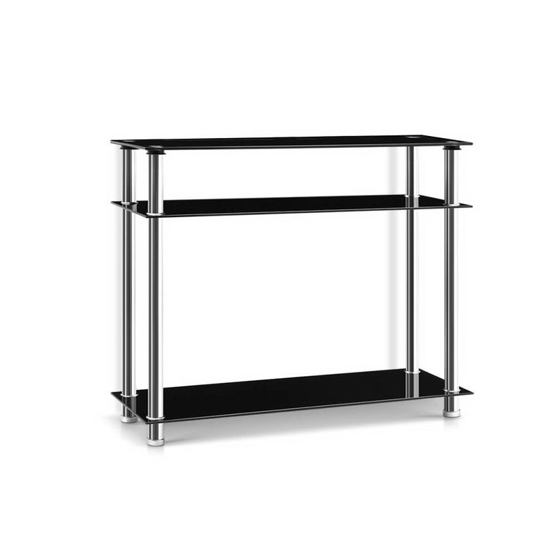 Artiss Console Table Tempered Glass Black 80cm