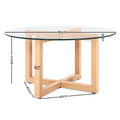 Artiss Round Coffee Table 80cm Tempered Glass Top