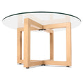 Artiss Round Coffee Table 80cm Tempered Glass Top