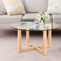 Artiss Round Coffee Table 80cm Tempered Glass Top