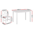 Artiss Dining Set 5pc White 4 Seater Table & Chairs Cafe