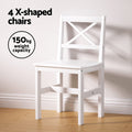 Artiss Dining Set 5pc White 4 Seater Table & Chairs Cafe