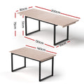 Artiss 2M Extendable Dining Table Natural Wood Kitchen Cafe