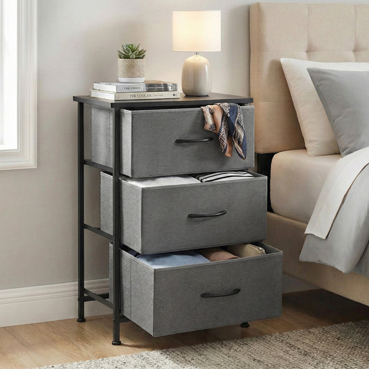 Artiss 3 Drawer Chest Storage Dresser Tallboy Grey
