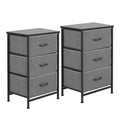 Artiss Chest of Drawers 3 Drawer Tallboy Grey Storage Dresser x2
