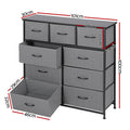 Artiss 9 Drawer Chest Storage Dresser Tallboy Dark Grey