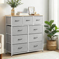 Artiss 9 Drawer Chest Storage Dresser Tallboy Light Grey
