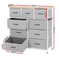 Artiss 9 Drawer Chest Storage Dresser Tallboy Light Grey