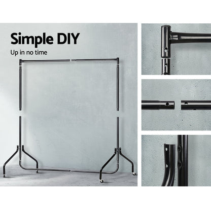 Artiss Clothes Rack Airer Coat Stand 6FT Rail Wheels