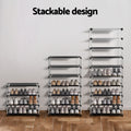 Artiss Shoe Rack Cabinet 10 Tier Removable Cover Black
