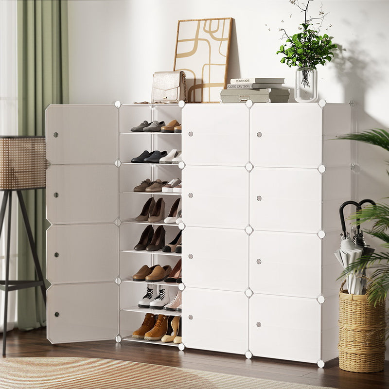Artiss Shoe Rack 12 Cube Storage Stackable White Organiser