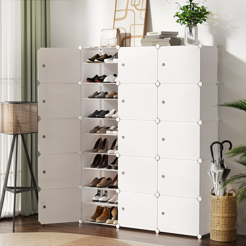Artiss Shoe Rack 15 Cube Storage Cabinet Stackable White