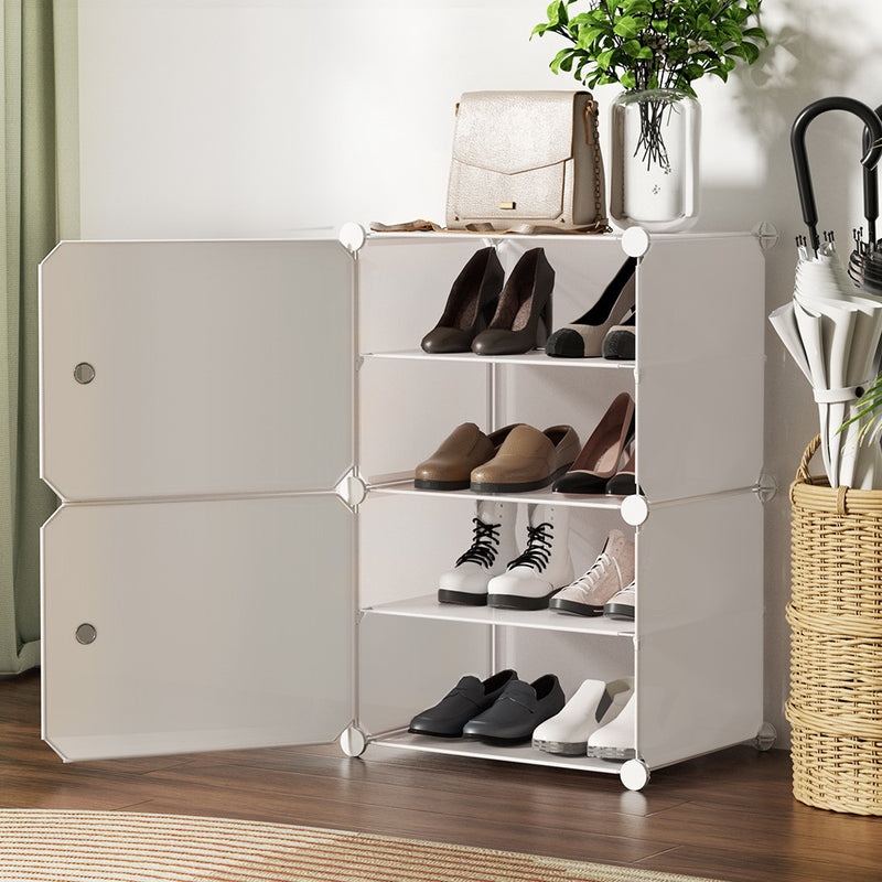 Artiss Shoe Rack Set 2 Storage Cube Stackable White DIY