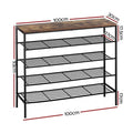 Artiss Shoe Rack 5-Tier 25 Pairs Walnut