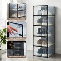 Artiss Shoe Storage Box 12 Pack Stackable Black DIY