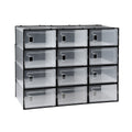 Artiss Shoe Storage Box 12 Pack Stackable Black DIY