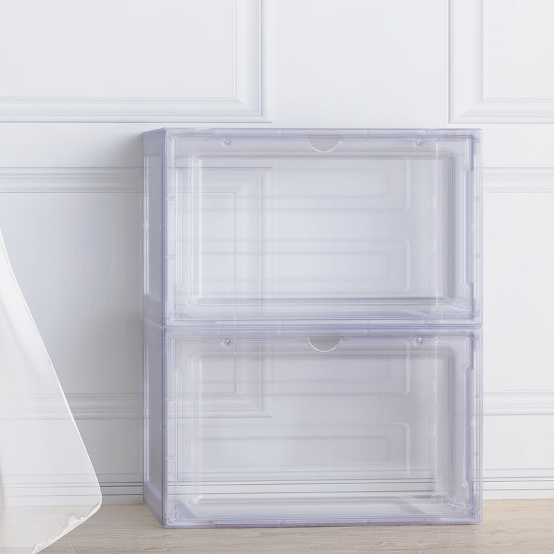 Artiss Shoe Box Rack Set 2 Stackable Magnetic Door Storage