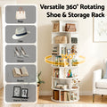 Artiss 7 Tier Rotating Shoe Rack 360 White Storage Display