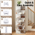 Artiss 7 Tier Rotating Shoe Rack 360 White Storage Display