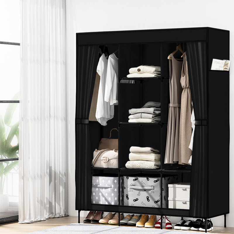 Artiss Portable Clothes Closet Wardrobe Large Black Shelf