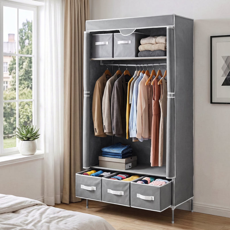 Artiss Large Portable Clothes Closet Wardrobe Grey