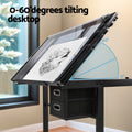 Artiss Black Drawing Desk Drafting Table with Storage