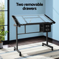 Artiss Black Drawing Desk Drafting Table with Storage
