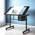 Artiss Black Drawing Desk Drafting Table with Storage