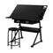 Artiss Drawing Desk Stool Set Adjustable Angle Tilt Drawers Black