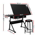 Artiss Drawing Desk Stool Set Adjustable Angle Tilt Drawers Black
