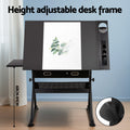 Artiss Drawing Desk Stool Set Adjustable Angle Tilt Drawers Black
