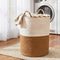 Artiss Woven Laundry Basket Foldable White Brown