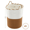 Artiss Woven Laundry Basket Foldable White Brown
