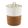 Artiss Woven Laundry Basket Foldable White Brown