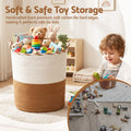 Artiss Woven Laundry Basket Foldable White Brown