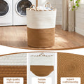 Artiss Woven Laundry Basket Foldable White Brown