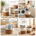 Artiss Woven Laundry Basket Foldable White Brown