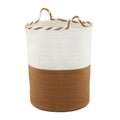Artiss Woven Laundry Basket Foldable White Brown