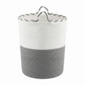 Artiss Woven Laundry Basket Foldable White Grey Handles