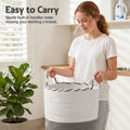 Artiss Woven Laundry Basket Foldable White Grey Handles
