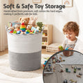 Artiss Woven Laundry Basket Foldable White Grey Handles