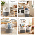 Artiss Woven Laundry Basket Foldable White Grey Handles