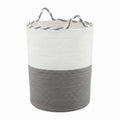 Artiss Woven Laundry Basket Foldable White Grey Handles