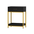Artiss Bedside Table 2 Drawers Nightstand Black MASON
